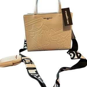 Karl Lagerfeld Cream Embossed Shoulder Bag